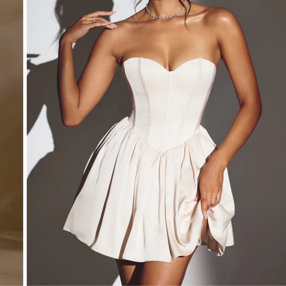 oh polly corset tulle mini dress in ivory